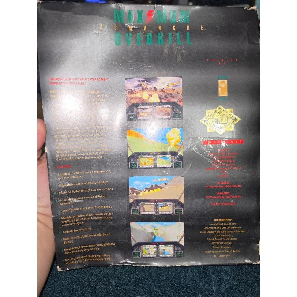 Vtg Comanche: Maximum Overkill (PC, 1992) - Original Big Box Edition